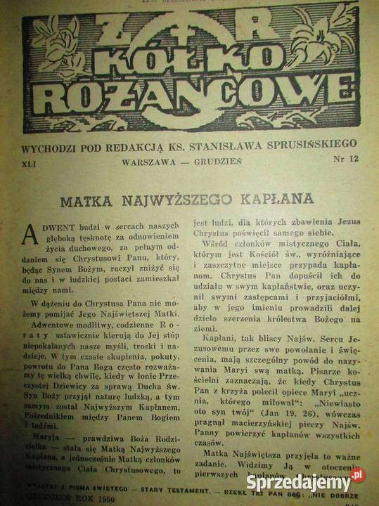 Rycerz Niepokalanej 6 1946 czasopismo religia Łódź sprzedam