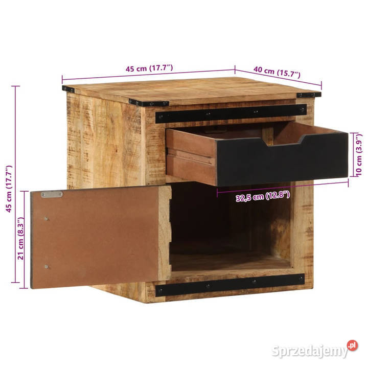 Szafka nocna 45x40x45 lite drewno mango WM358915
