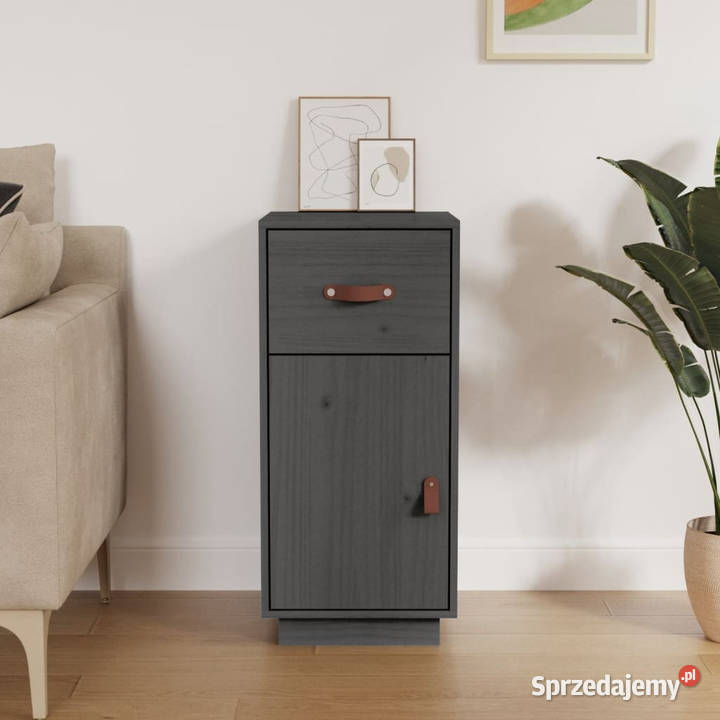 Szafka szara 34x40x75 lite drewno sosnowe