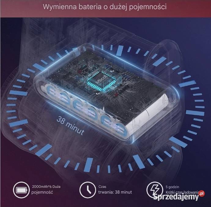 Bezprzewodowy odkurzacz akumulatorowy do 38min sprzedam