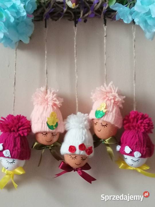 Zawieszka wielkanocna z jajek w czapeczkach Wielkanoc sprzedam