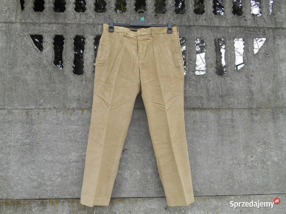 Nowe męskie Spodnie W34 L29 sztruksowe brązowe L Odzież wyjściowa Dębica