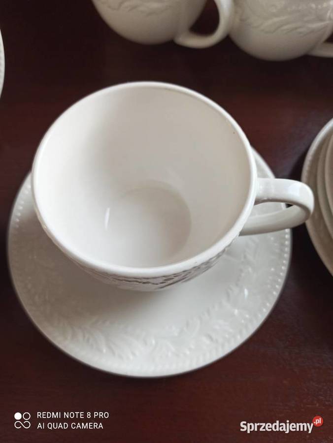 Duża Filiżanka z grubej białej porcelany Z Gdańsk
