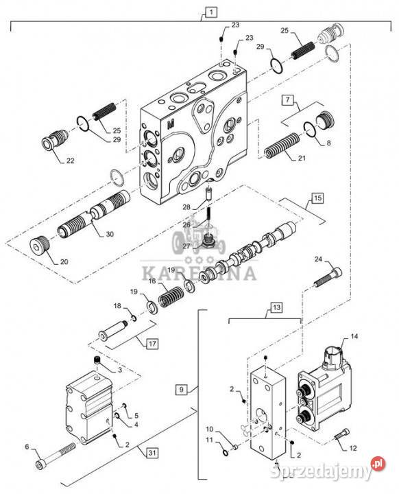 Holland T6090 T6070 Zawór valve assy lh aux cch wielkopolskie Jastrzębniki