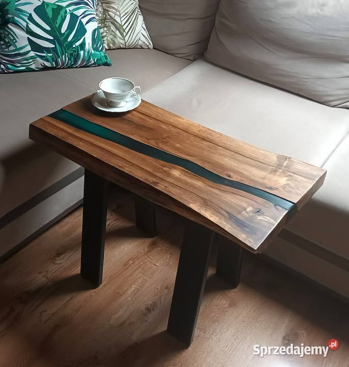 Stolik kawowy Ława Deska dębowa Zielona żywica Opole