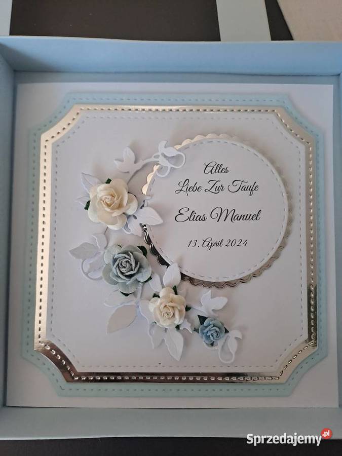 Kartka w pudelku z okazji chrztu Strzebiń