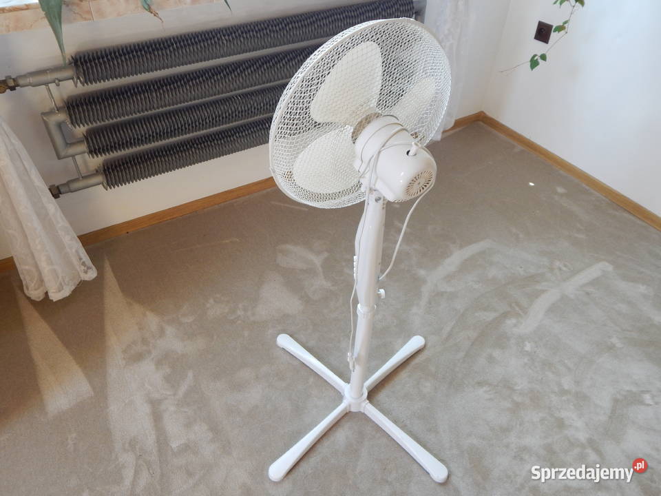 Biały wentylator podłogowy 45W o średnicy 40 Klimatyzacja i wentylacja Kraków