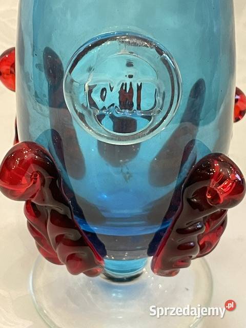 Wazon ze szkła artystycznego niebieskoczerwony Kraków