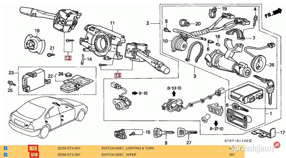Honda Civic 6 VI 5D 9400 Przełącznik zespolony osobowe Kielce