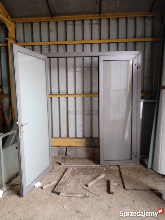 Okazja Drzwi aluminiowe dwuskrzydłowe wewnętrzne Brzóza Stadnicka