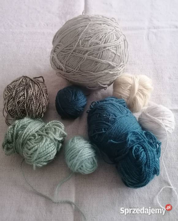 Wełna w odcieniach zielenimelanż i biała waga Rękodzieło łódzkie Łódź sprzedam
