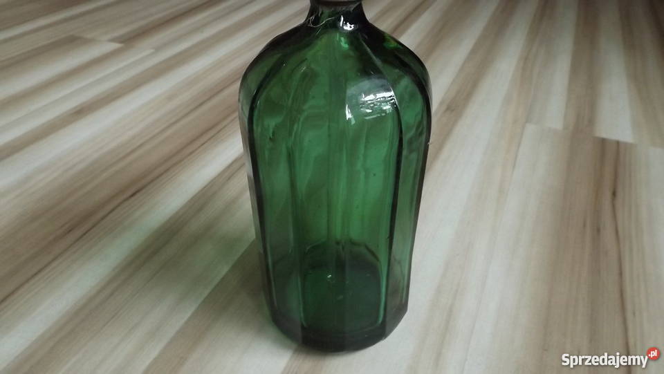 STARY szklany SYFON zielone szkło warmińsko-mazurskie Grodziczno