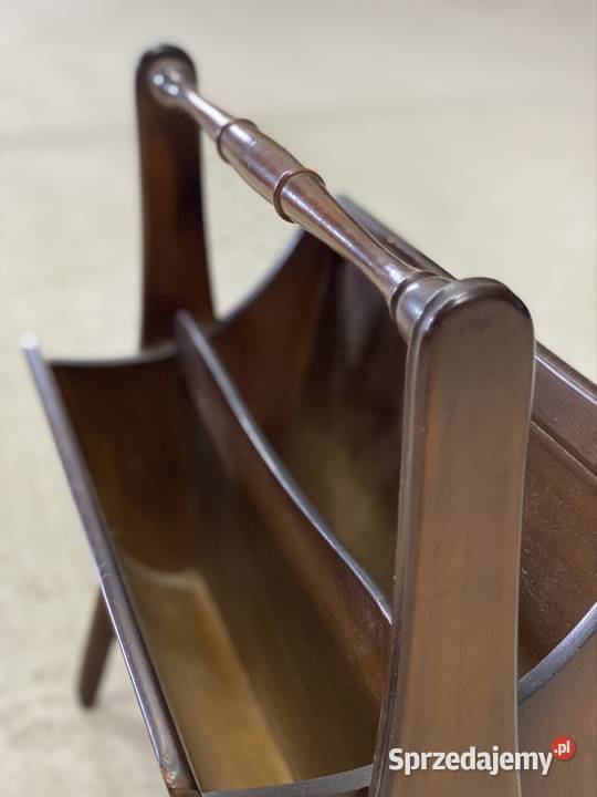 Gazetnik vintage MCM orzech Budno