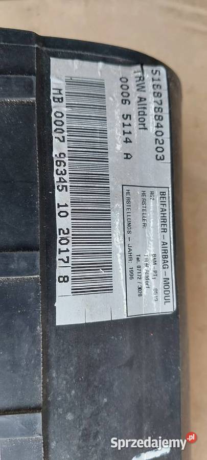 Poduszka pasażera Airbag MERCEDES W202 Szczecin sprzedam
