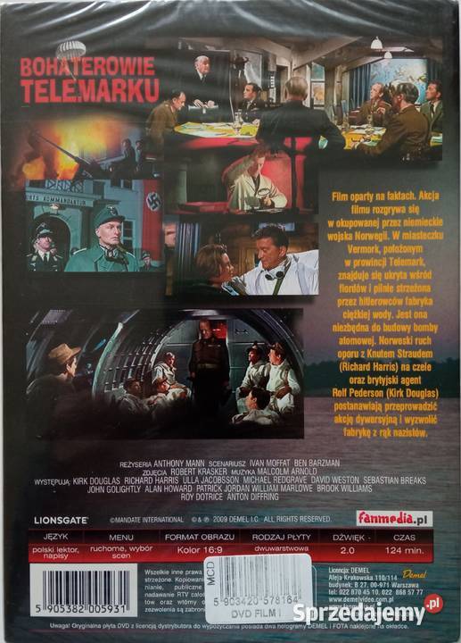 Bohaterowie telemarku DVD Kirk Douglas Richard DVD Łódź sprzedam