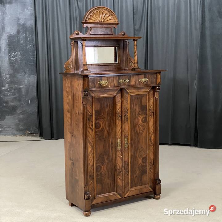 Szafka eklektyczna z nadstawką orzech ok 1900 r Budno