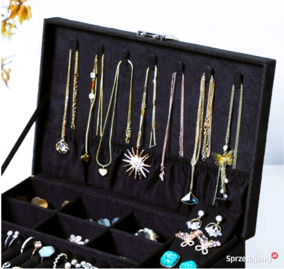 Szkatułka Kuferek Pudełko Organizer na Biżuterię Poraj
