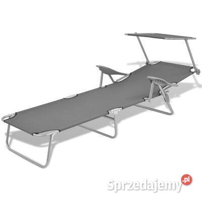 vidaXL Leżak z daszkiem stalowy szarysku42934 Leżaki i leżanki mazowieckie Warszawa