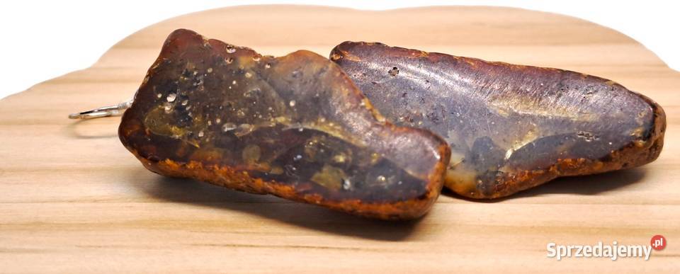 Kolczyki z BURSZTYNU bursztyn bałtycki bryłki Warszawa