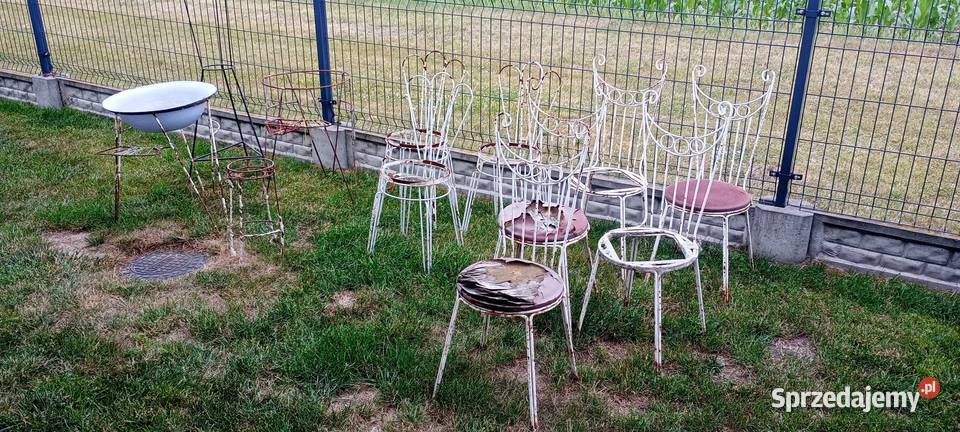 Stare krzesła z drutu metalowe PRL Loft Vintage Lublin