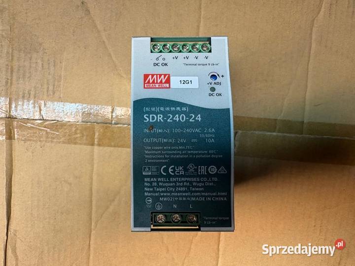 Zasilacz na szynę DIN Mean Well SDR24024 24V 10A Knurów