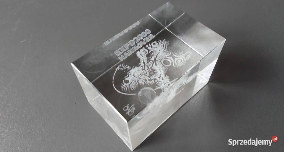 EXPO2000 HANNOVER Kostka szklana w etui Kryształ Rewal