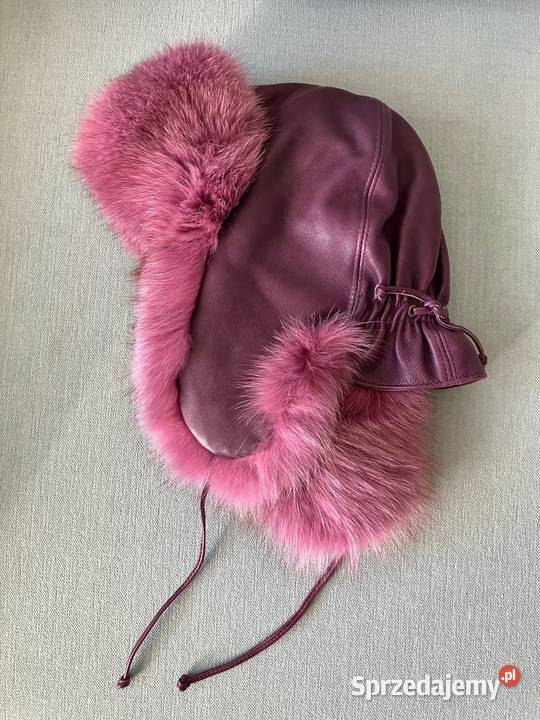 Nowa skórzana czapka uszatka damska polska Gena Dla kobiet Nisko