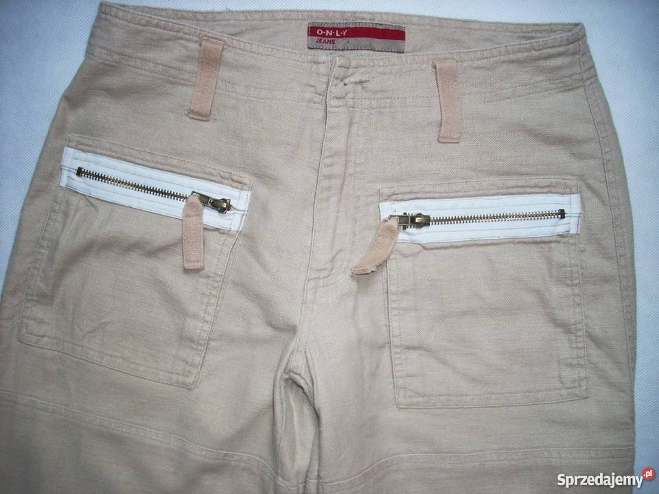 ONLY lniane spodnie z zamkami bojówki super 36 S Nowy Sącz