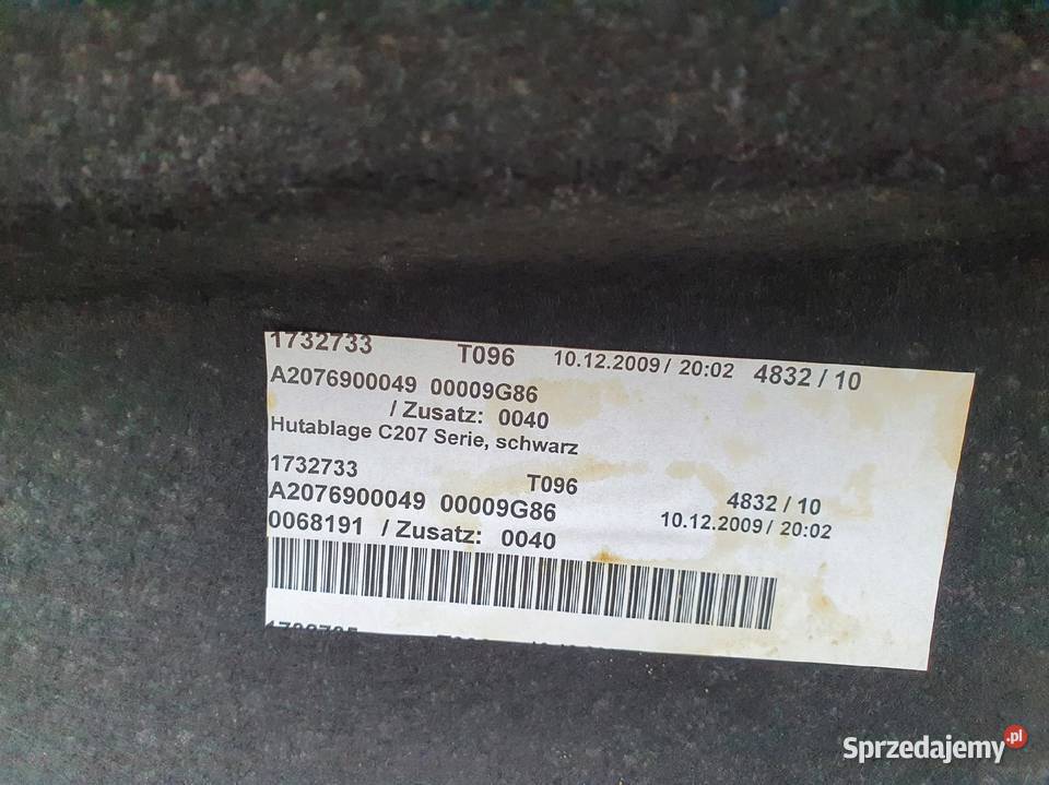 Mercedes W207 C207 TYLNA PÓŁKA TYLNIA TYŁ osobowe