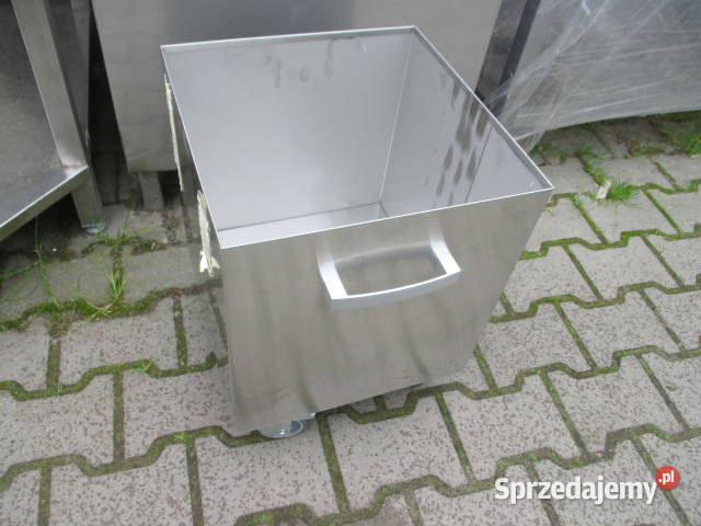 Kosz na odpady jezdny z pokrywą stal nierdzewna
