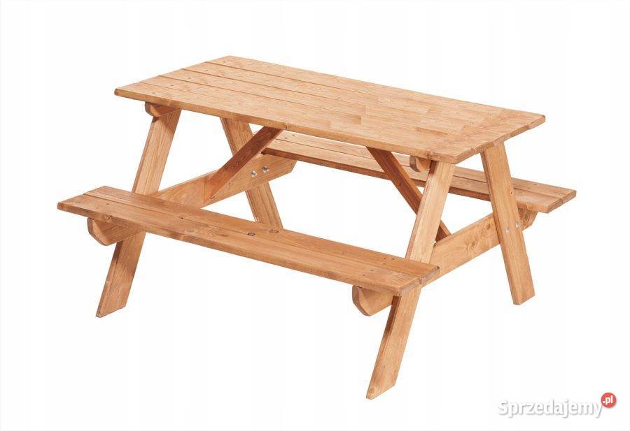 Stolik z ławeczkami drewniany ogrodowy dla dzieci