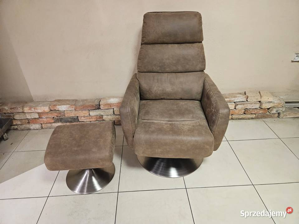 Fotel obrotowy z podnóżkiem WYGODNY tapicerka Pszczyna sprzedam