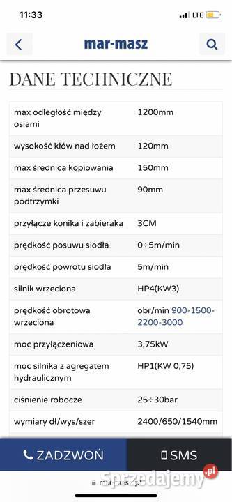 Tokarka kopiująca CENTAURO TC 1200 Bydgoszcz