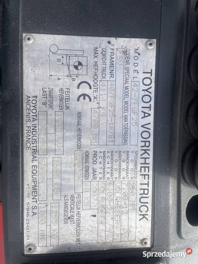 Wózek widłowy TOYOTA 7 25 tony Lubartów