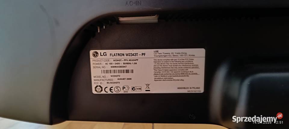 Monitor LG W2343TPF 23" podkarpackie Zarszyn