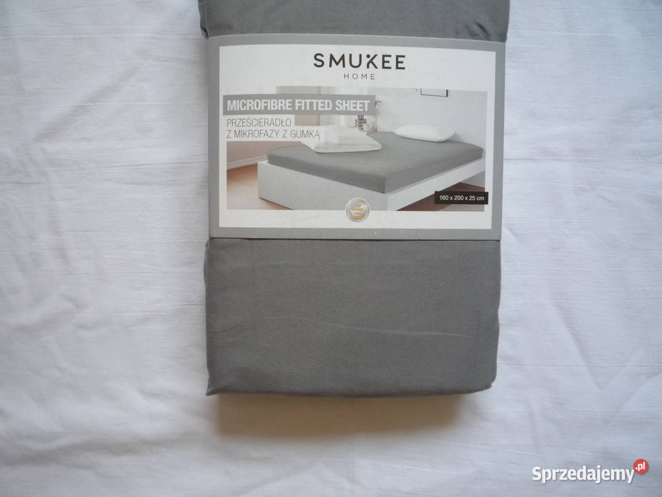 Smukee Szare Mikrofaza Prześcieradło z gumką
