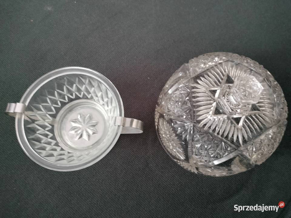 Kryształowa pokrywka na masło ser i cukiernica