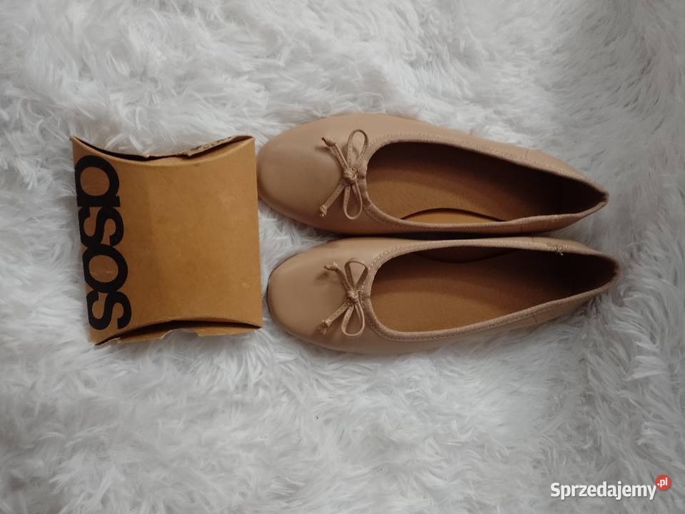 39 ASOS Design Beżowe Baleriny biznesowe z skóra ekologiczna Kraków
