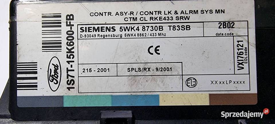 MODUŁ FORD FOCUS MK1 5WK48730B Pozostałe Części samochodowe kujawsko-pomorskie Lipno