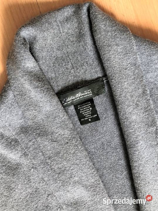 Sweter szary wełnianojedwabny kanadyjski Eddie Bez wzoru Gdańsk