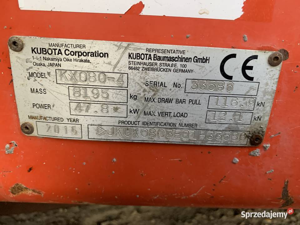 Kubota KX 0804 minikoparka 8 ton 3 łyżki Yanmar małopolskie Niepołomice sprzedam