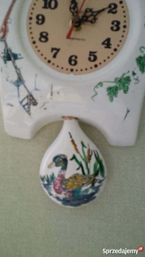 zegar ceramiczny malowany ręcznie biały Częstochowa sprzedam