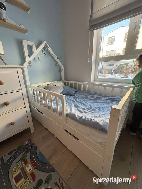 Łóżko drewniane dziecięce 140 x 70 domek Meble mazowieckie