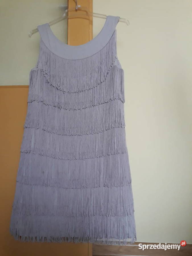 Sukienka na imprezy wieczorowa frędzle fioletowy Sokółka