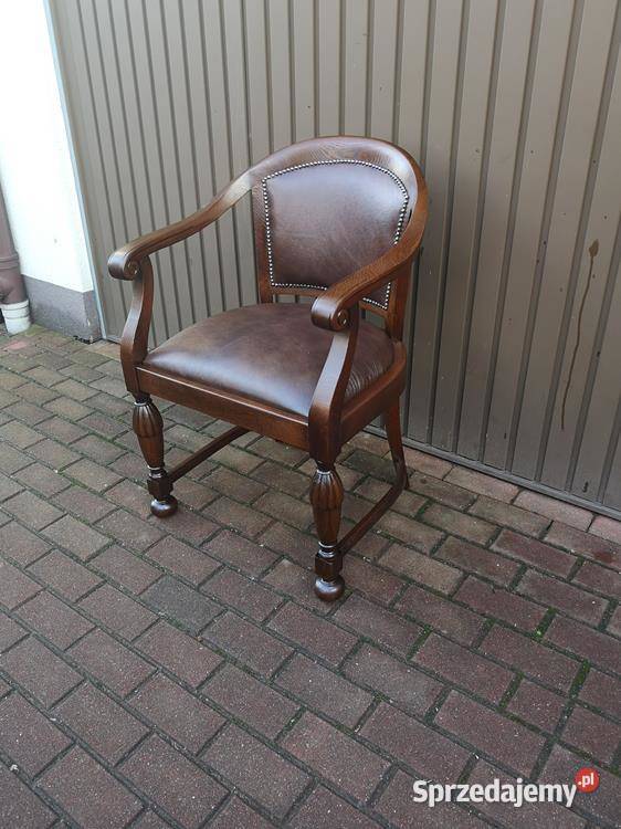 Stary Fotel Krzesło Dębowy Gabinetowy Antyk Swarzędz