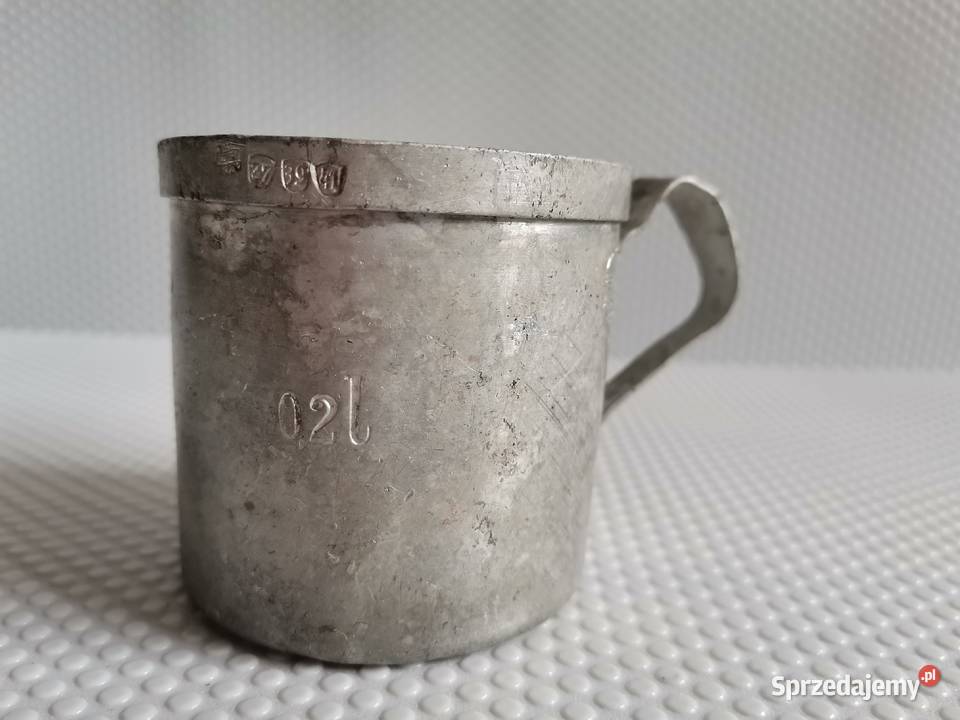 Stary przedwojenny mały kubek aluminiowy 02 Katowice