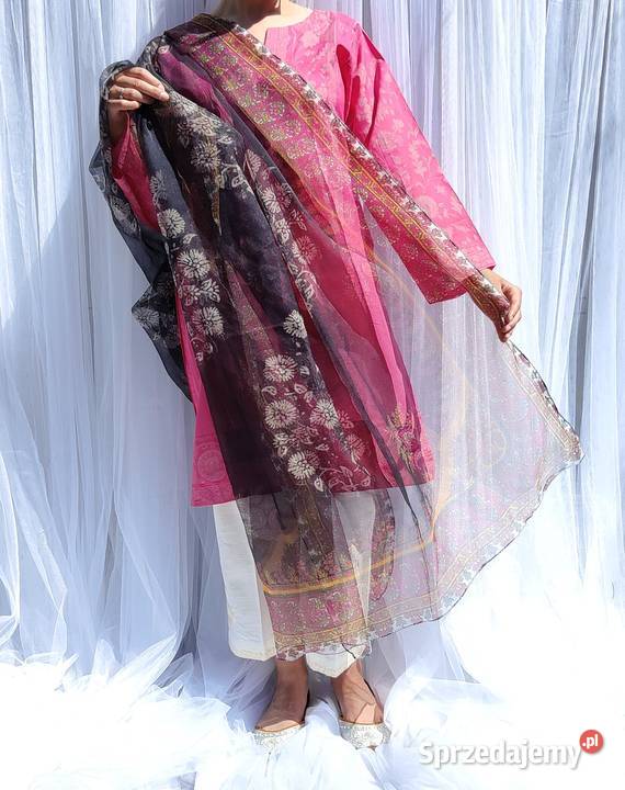 Tunika orientalna S 36 M 38 różowa czarna chusta Szczecin