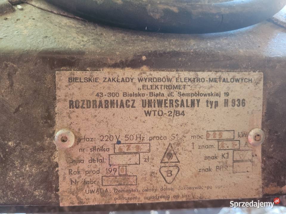 Rozdrabniacz młynek uniwersalny 380v Przyszowa