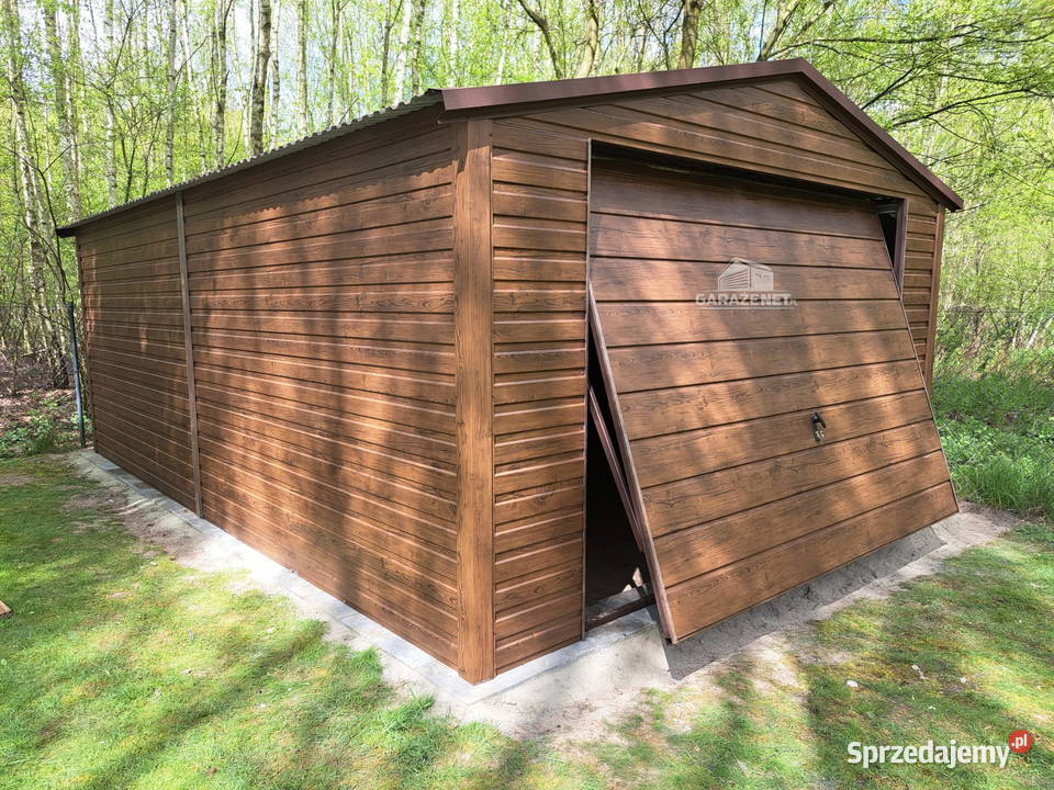 GARAŻ BLASZANY 4x6 BRAMA UCHYLNA DREWNOPODOBNY Łapanów