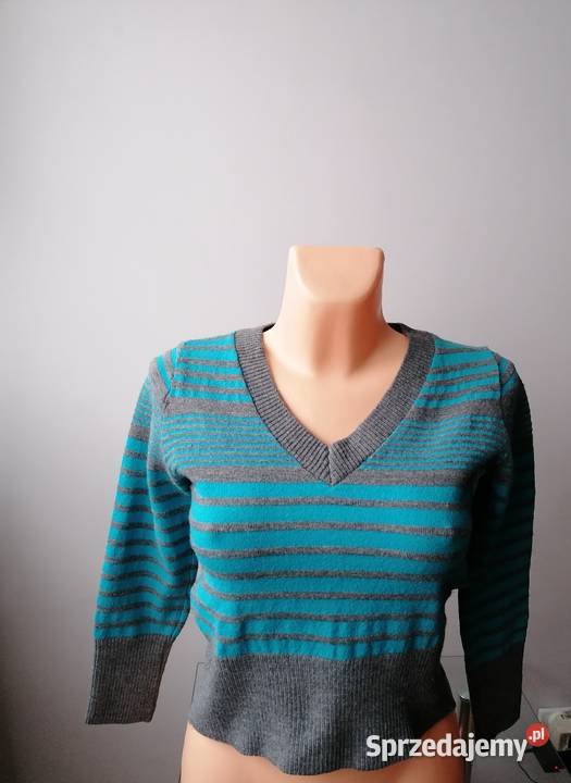 DAMSKI KRÓTKI SWETER W PASY MODENA RUNIWERSALNY